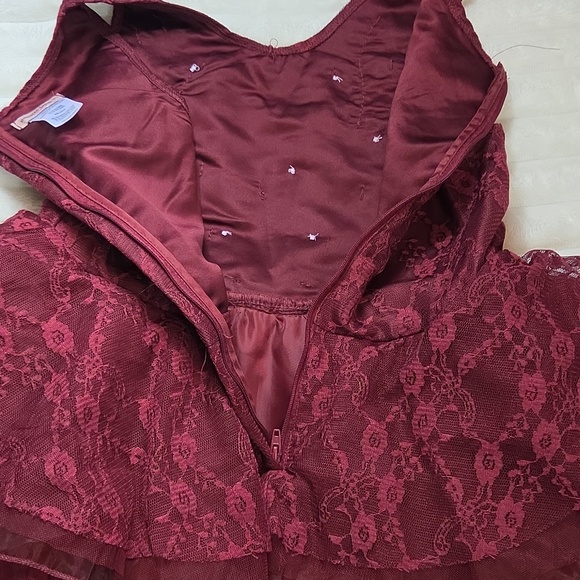 NANNETTE LEPORE NEW Girls L 14 BURGUNDY Sleeveless Floral Dress NWT - Picture 8 of 9